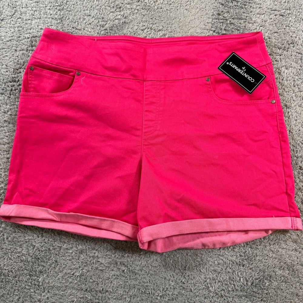 Counterparts Shorts Womens Large Pink Flamingo Pull On Cuffed New 2000647HA